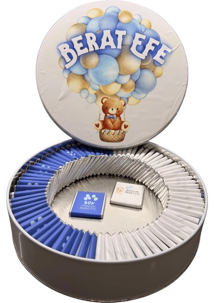 Isme Özel Metal Kutuda Bebek Çikolatası 50 Adet