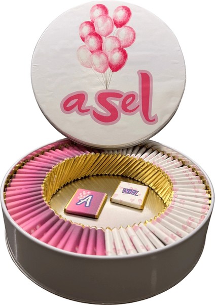 Isme Özel Metal Kutuda Bebek Çikolatası 50 Adet