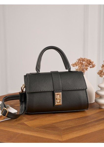 Kadın Mini Kilit Detaylı Çapraz Askılı El ve Omuz Çantası