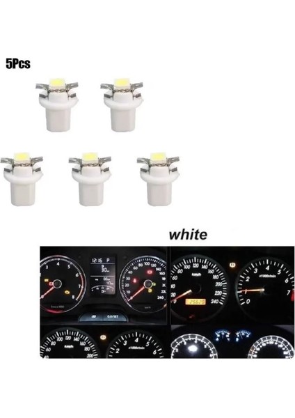 ( 5 x Adet ) 1 Set T5 B8.5d Model LED Duylu Dipsiz Ampul Beyaz 1.2W (T5 B8.5d Whıte)