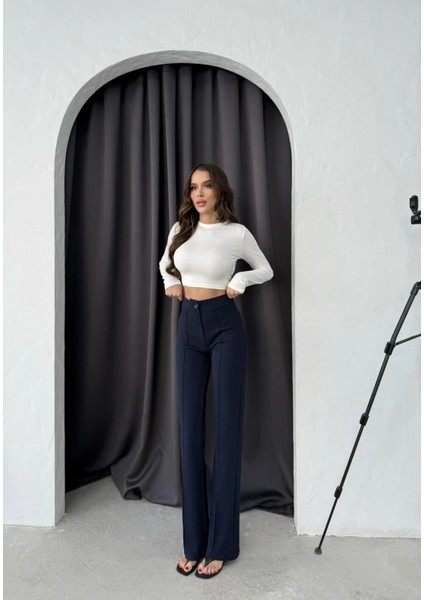 Düğmeli Palazzo Pantolon Lacivert P170091 indirimleri