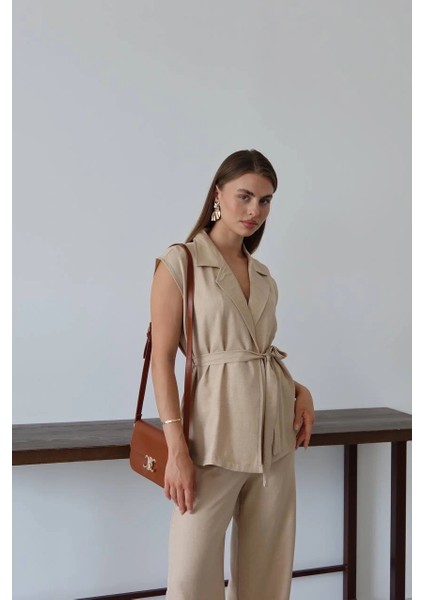 Keten Yelek Pantolon Takım Bej Pt fiyatları