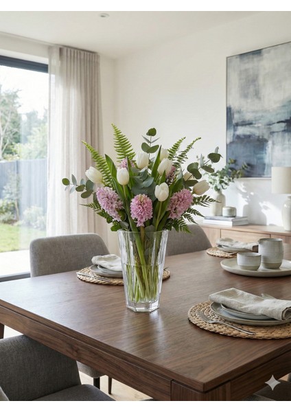 Crystallin Reflection Vazo 25 cm - Modern Kesim Kristal Cam Dekoratif Vazo (68129) fiyatları