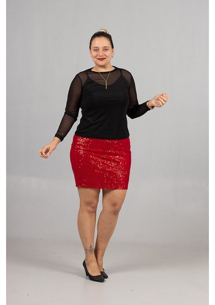 Siyah Büyük Beden Tül Bluz ve Askılı Atlet Ikili Takım - Zamansız Şıklık indirimleri