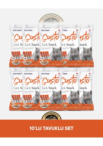 Gusto Lick Snack Tavuklu Sıvı Kedi Ödül Maması 10 ADET-4X15 Gram