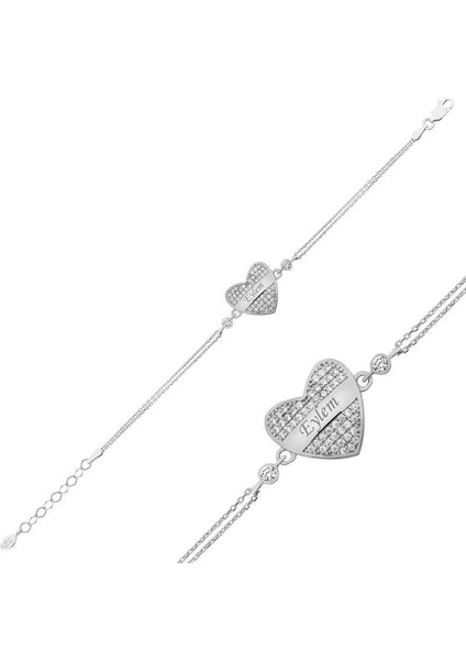 Gümüş Isimli Kalp Bayan Bileklik