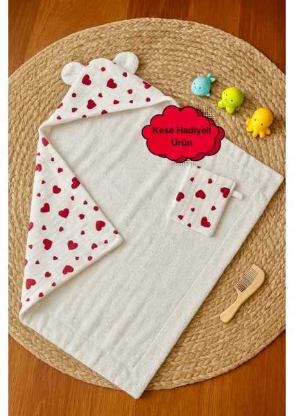 %100 Pamuk Bebek Kundak Banyo Havlusu (Dışı Müslin Içi Havlu)
