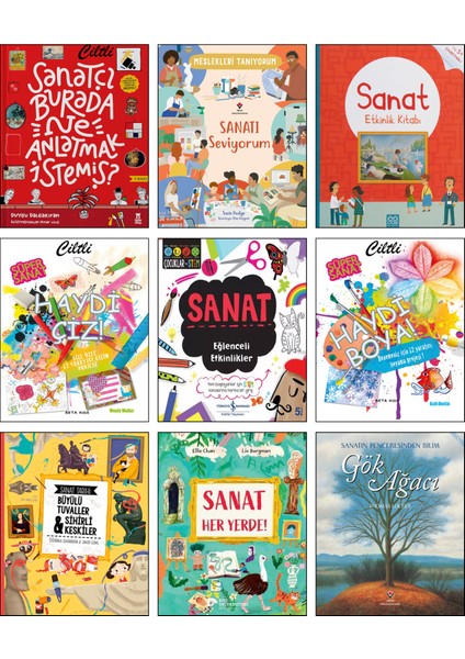 Sanatçı Burada Ne Anlatmak Istemiş? + Sanatı Seviyorum + Sanat Etkinlik Kitabı + Haydi Boya + Çiz + Sanat Eğlenceli Etkinlikler + Sanat Tarihi + Sanat Her Yerde / 9lu Çocuklar Için Sanat