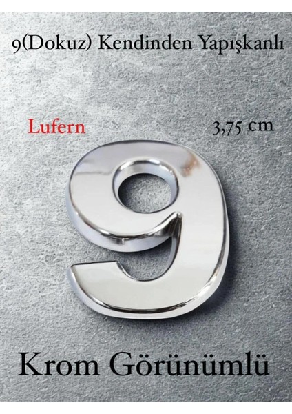 No 9 Kapı Numarası Kendinden Yapışkanlı Masa Dolap Plastik Ev Posta Kutusu Dış Mekan Daire 3,75 cm
