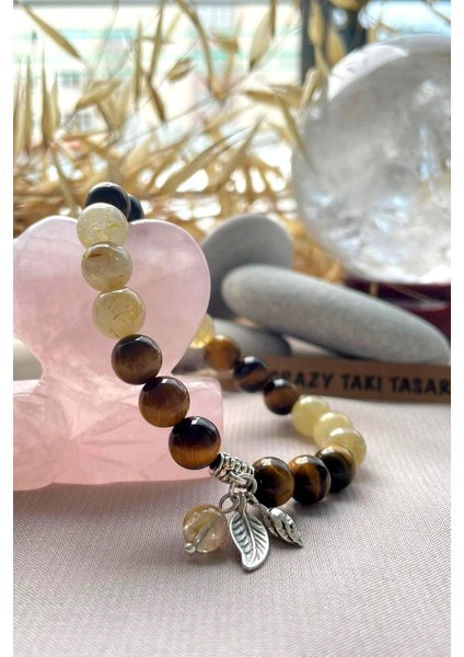 8 mm Kaplan Gözü ve Rutil Kuvars Kadın Bileklik fiyatları