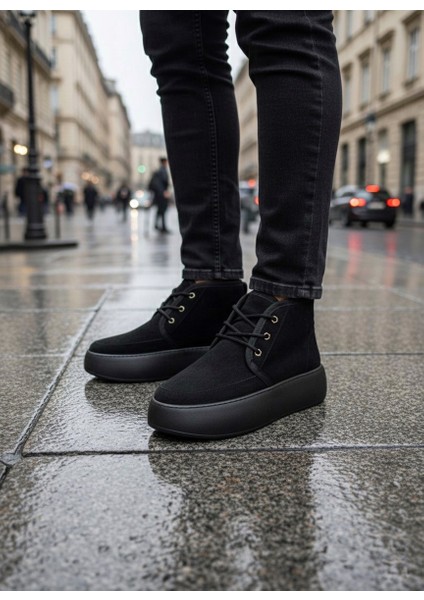 BA0550 Içi Kürklü Bağcıklı Siyah Taban Erkek Tarz Spor Bot