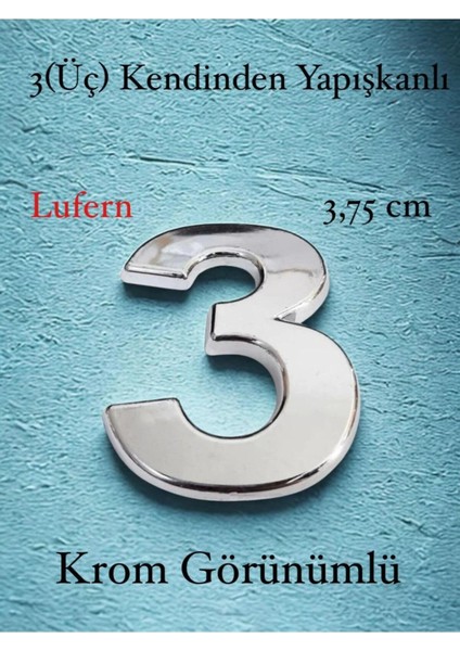 No 3 Kapı Numarası Kendinden Yapışkanlı Masa Dolap Plastik Ev Posta Kutusu Dış Mekan Daire 3,75 cm