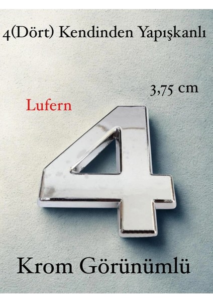 No 4 Kapı Numarası Kendinden Yapışkanlı Masa Dolap Plastik Ev Posta Kutusu Dış Mekan Daire 3,75 cm