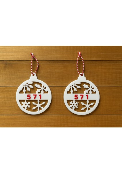 777 & 571 Yazılı Ikili Yılbaşı Ağacı Süsü – Mucize, Ruh Eşi ve Şans Temalı Özel Tasarım