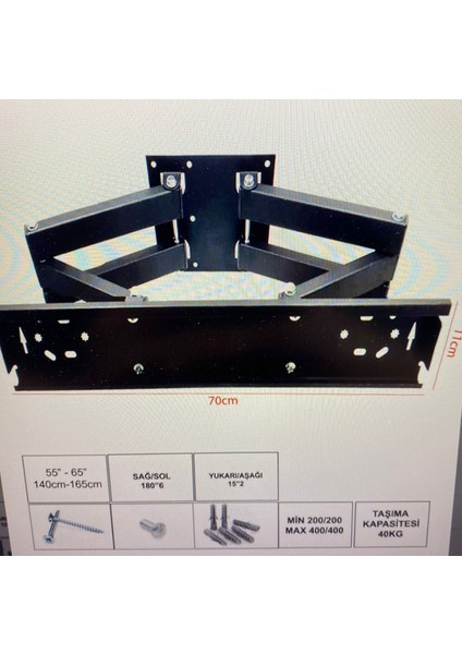 55'' 65'' 140-165CM LCD Askı Aparatı 6 Kollu Hareketli Ufix UF-7011H