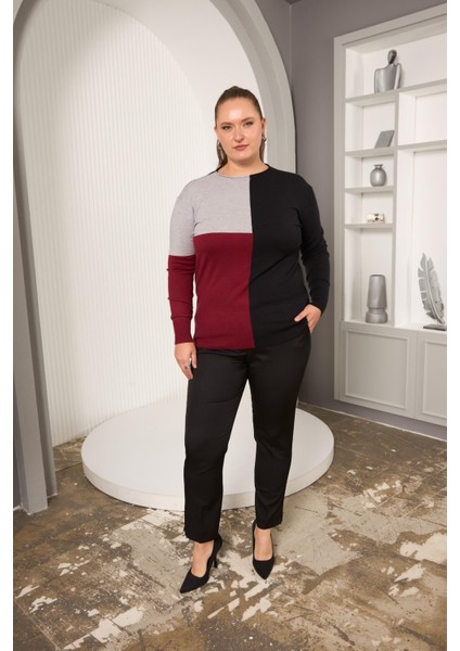 Büyük Beden Garnili Renkli Kazak fırsatları