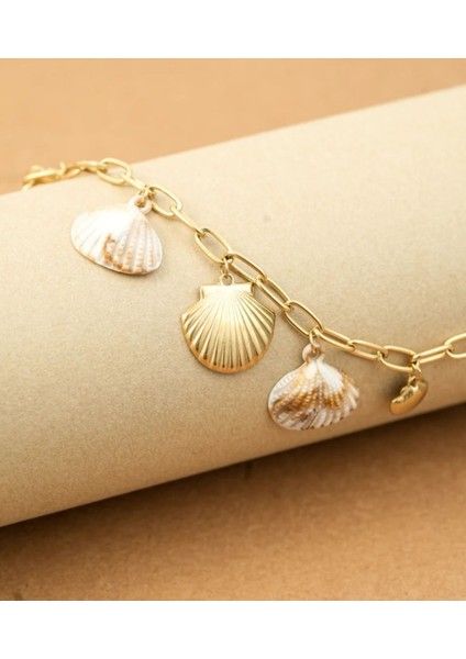 Kadın Istiridye Detaylı Sallantılı Çelik Bileklik