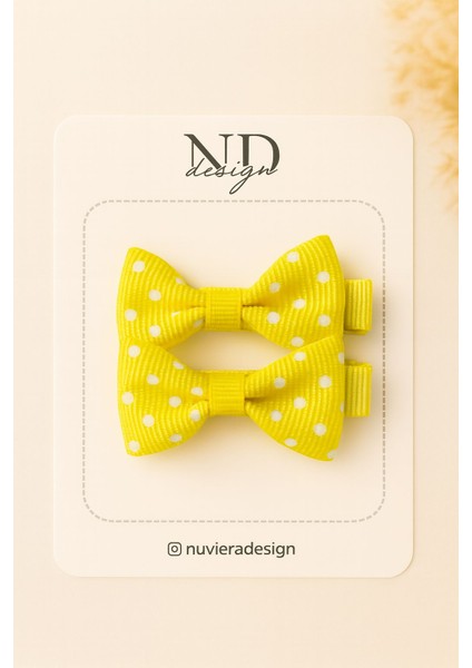 Sarı Puantiyeli Klips Toka - 2'li Set