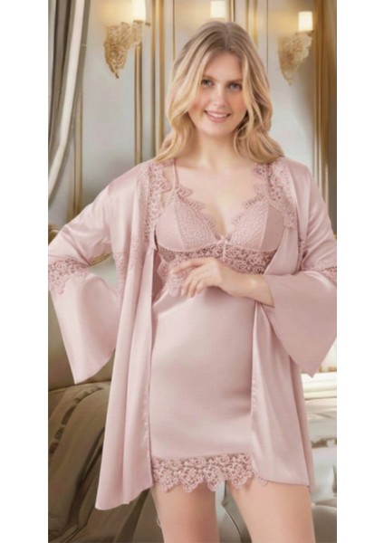 Pierre Paris Ipek Saten 6'lı Kısa Gecelik ve Sabahlık Çeyiz Seti indirimleri