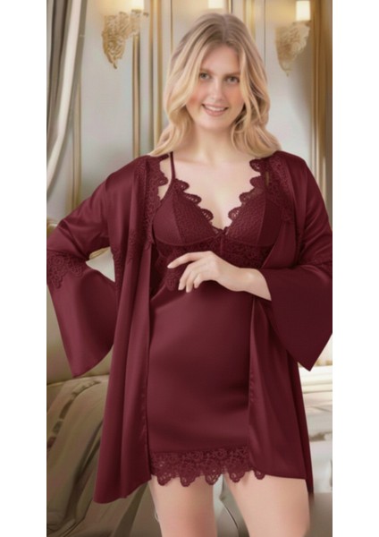 Pierre Paris Ipek Saten 6'lı Kısa Gecelik ve Sabahlık Çeyiz Seti modelleri