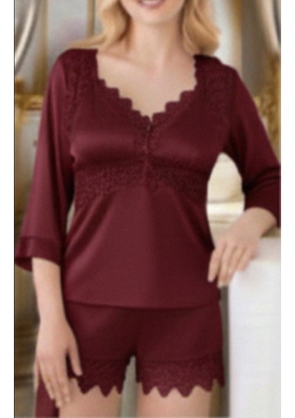 Pierre Paris Ipek Saten 6'lı Kısa Gecelik ve Sabahlık Çeyiz Seti