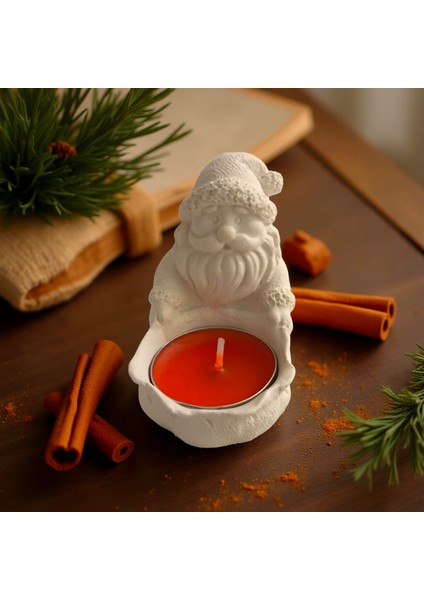 Yılbaşı Kış Konsept Mum Seti – Taş Tozu Tepsi + 5’li El Yapımı Mum & Noel Baba Mumluk modelleri