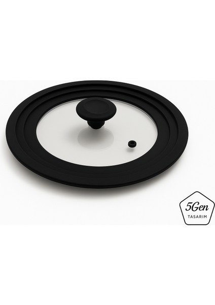 3'ü 1 Arada Kademeli Silikon Cam Kapak – 18, 20 ve 22 cm Tencerelere Uyumlu Çok Amaçlı Tasarım (Siyah & Gri Seçenekli) modelleri