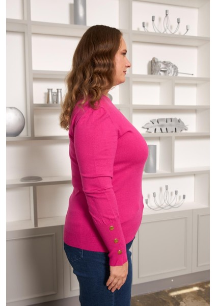 Kol Drop Detaylı Büyük Beden Triko