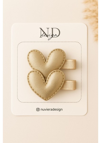 Gold Kalp Klips Toka - 2'li Set