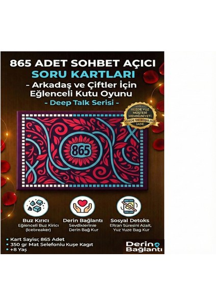 865 Sohbet Başlatıcı Soru Kartları - Arkadaş ve Çiftler Için Eğlenceli Kart Oyunu