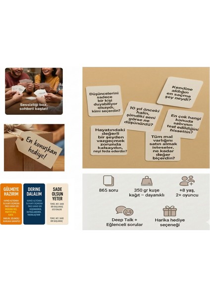 865 Sohbet Başlatıcı Soru Kartları - Arkadaş ve Çiftler Için Eğlenceli Kart Oyunu modelleri
