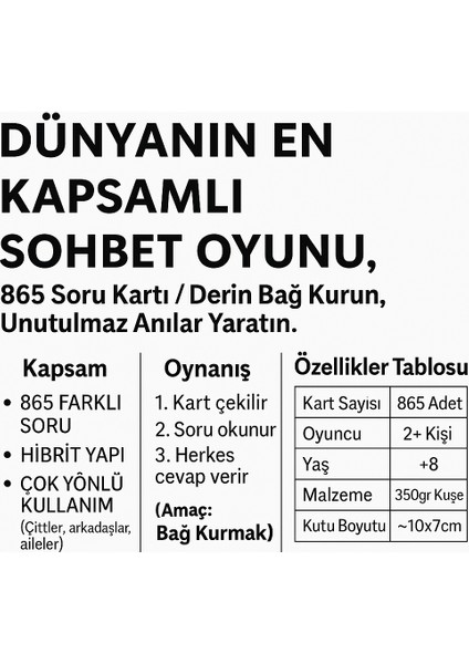 865 Sohbet Başlatıcı Soru Kartları - Arkadaş ve Çiftler Için Eğlenceli Kart Oyunu indirimleri