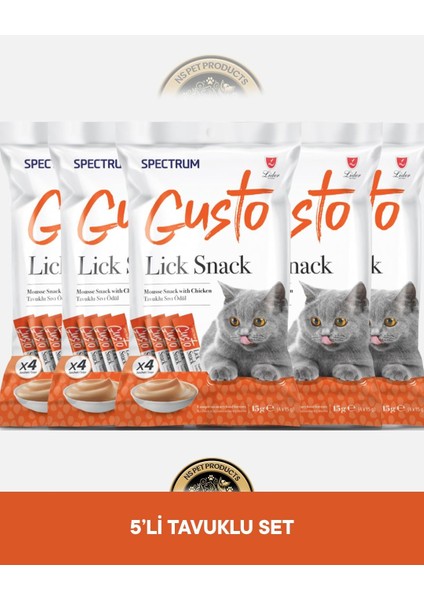 Gusto Lick Snack Tavuklu Sıvı Kedi Ödül Maması 5 ADET-4X15 Gram