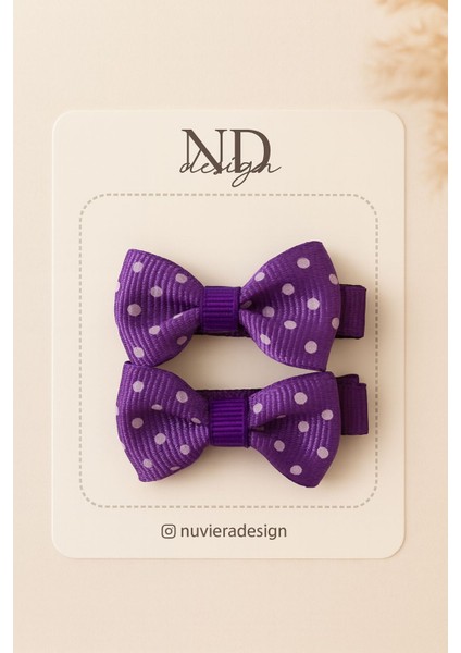 Mor Puantiyeli Klips Toka - 2'li Set