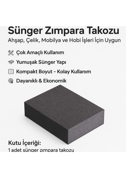 El Zımparası Sünger Takozu Ahşap ve Çelik Mobilya Hobi Için