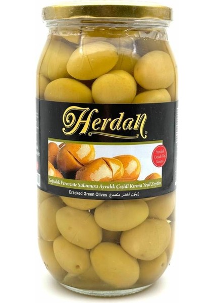 1000CC Cam Kavanoz Domat Kırma Yeşil Zeytin (NET:600GR)