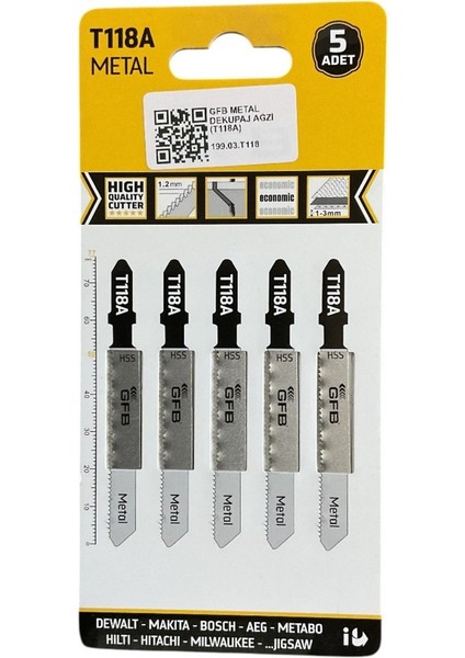 2250 Metal Kesme Dekupaj Ağzı T-118A 5'li Paket - 2 Adet