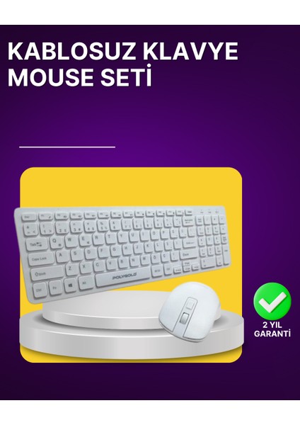 Kablosuz Klavye ve Mouse Seti - Ergonomik Tasarım, Sessiz Kullanım, Geniş Uyumluluk