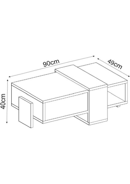 Meleni Orta Sehpa – 90 cm Modern Tasarım – Raflı indirimleri