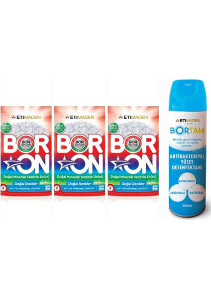 Boron Doğal Mineralli Çamaşır Deterjanı Renkliler Için 78 Yıkama+Bortam Dezenfektan