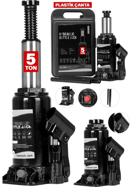 Pro Black Seri Çelik Şaseli 5 Ton Hidrolik Araç Kriko Seti