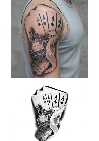 Iskambil Dolar Zar Geçici Dövme Şablonu Büyük Boy