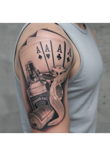 Iskambil Dolar Zar Geçici Dövme Şablonu Büyük Boy indirimleri