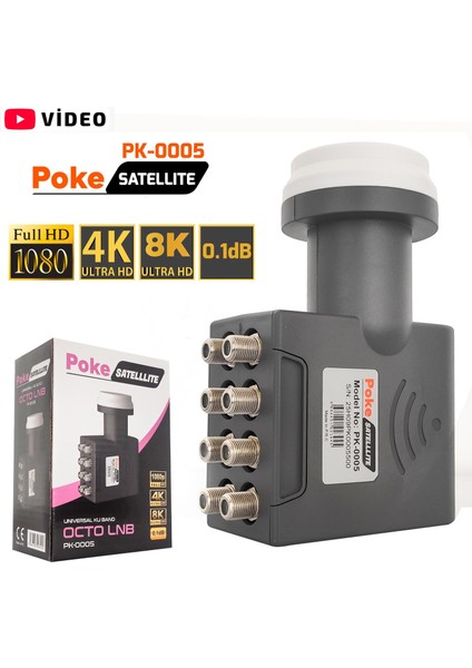 Sekizli Lnb Octo Yeni Nesil 0.1db 5g 3D 4-8k Poke PK-0005