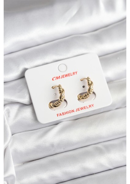 14K Gold Renk Kaplama Burgu Model cm Kadın Küpe - Lisinya