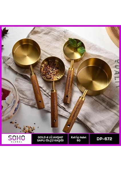 Gold 42LÜ Ahap Saplı Ölçü Kaşığı