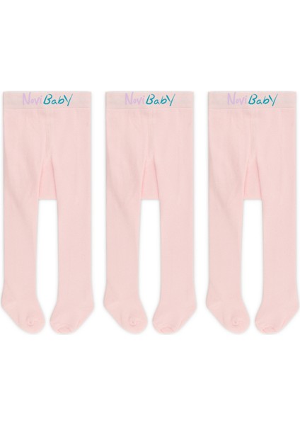 3'lü Bebek Pamuklu Külotlu Çorap, Çocuk Yenidoğan Pamuk Kız Erkek Okul Çorabı, Beyaz Ekru Pembe