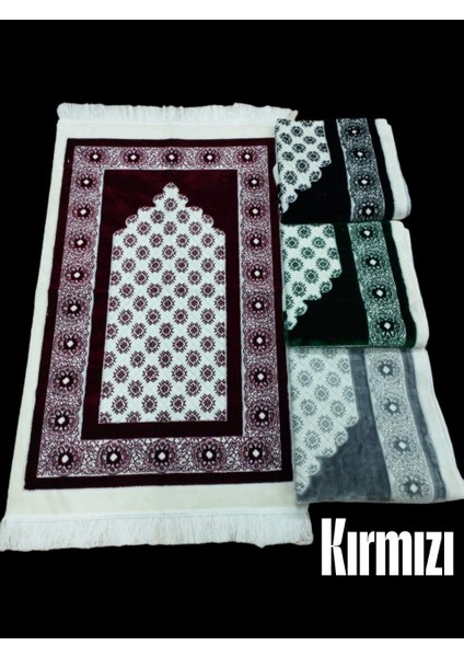 Çiçek Motif Akrilik Polyester Kadife Desenli Namazlık Seccade (110X70)CM 700 gr