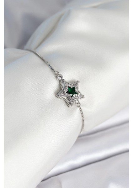 Yıldız Model Asansörlü Gümüş Renk Kadın Bileklik