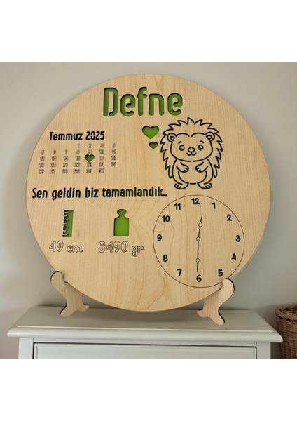 Yeni Doğan Isime Özel Doğum Panosu | Kirpili Doğum Hediyesi Standlı ve Asılabilir | 20 cm